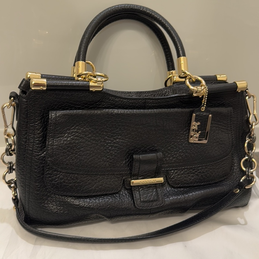 Coach Madison Handbag with Pebbled Black Leather - Picture 3 of 12